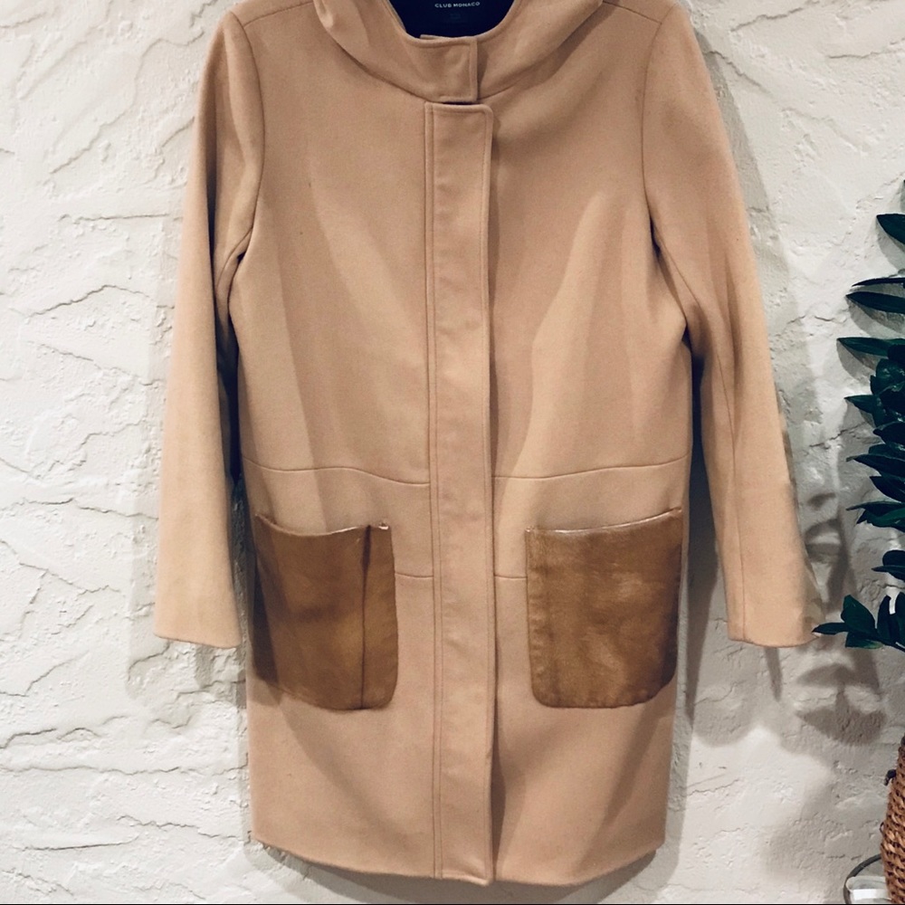 Club Monaco Natural Ryan Calf Hair Wool Coat